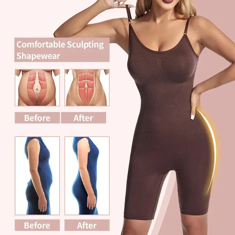 Women Waist Trainer Butt Lifter Seamless Bodysuit Shapewear Body Shaper Strappy-Back Chest Enhancing Corrective Underwear Corset