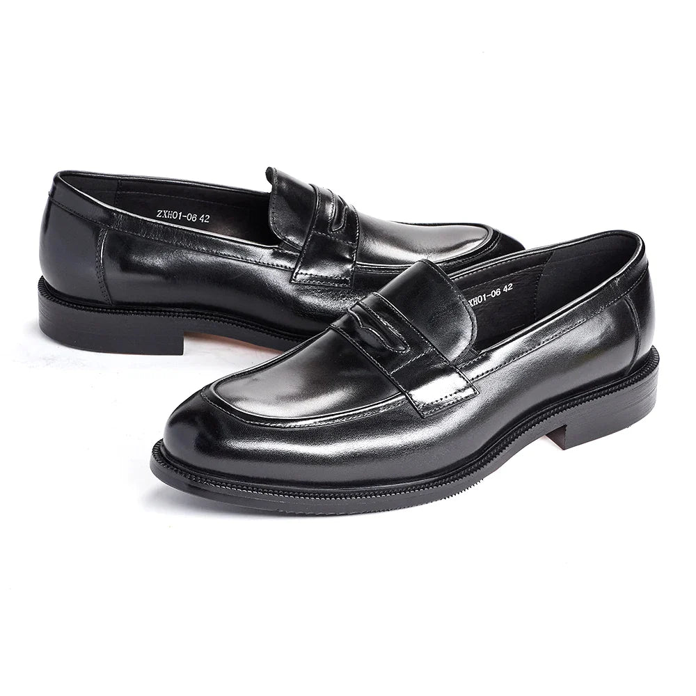 Men's Formal Leather Shoes British Style Oxford Loafers Round Toe Breathable Non-Slip Business Dress Wedding Office Casual Shoes