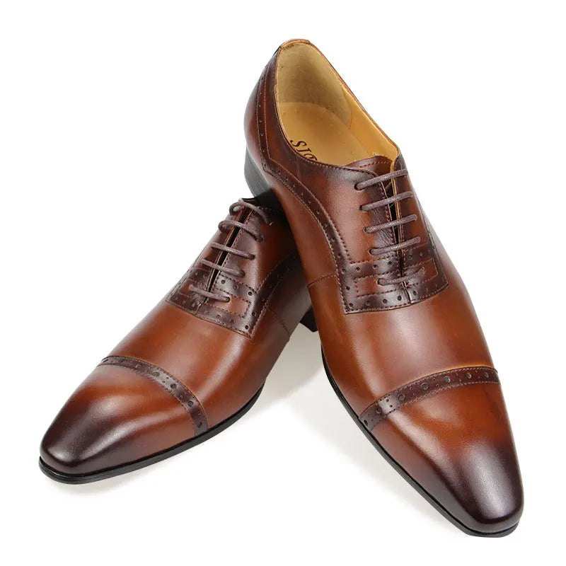 Premium Men's Genuine Leather Oxford Shoes|Luxury Brogue Dress Shoes for Weddings & Business|Comfortable Formal Lace-Up Shoes