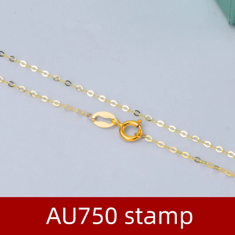 Real 18K yellow Gold Chopin Chain Necklace Au750 Fine Jewelry Wedding For Female Wedding Gift X269 22-9-14