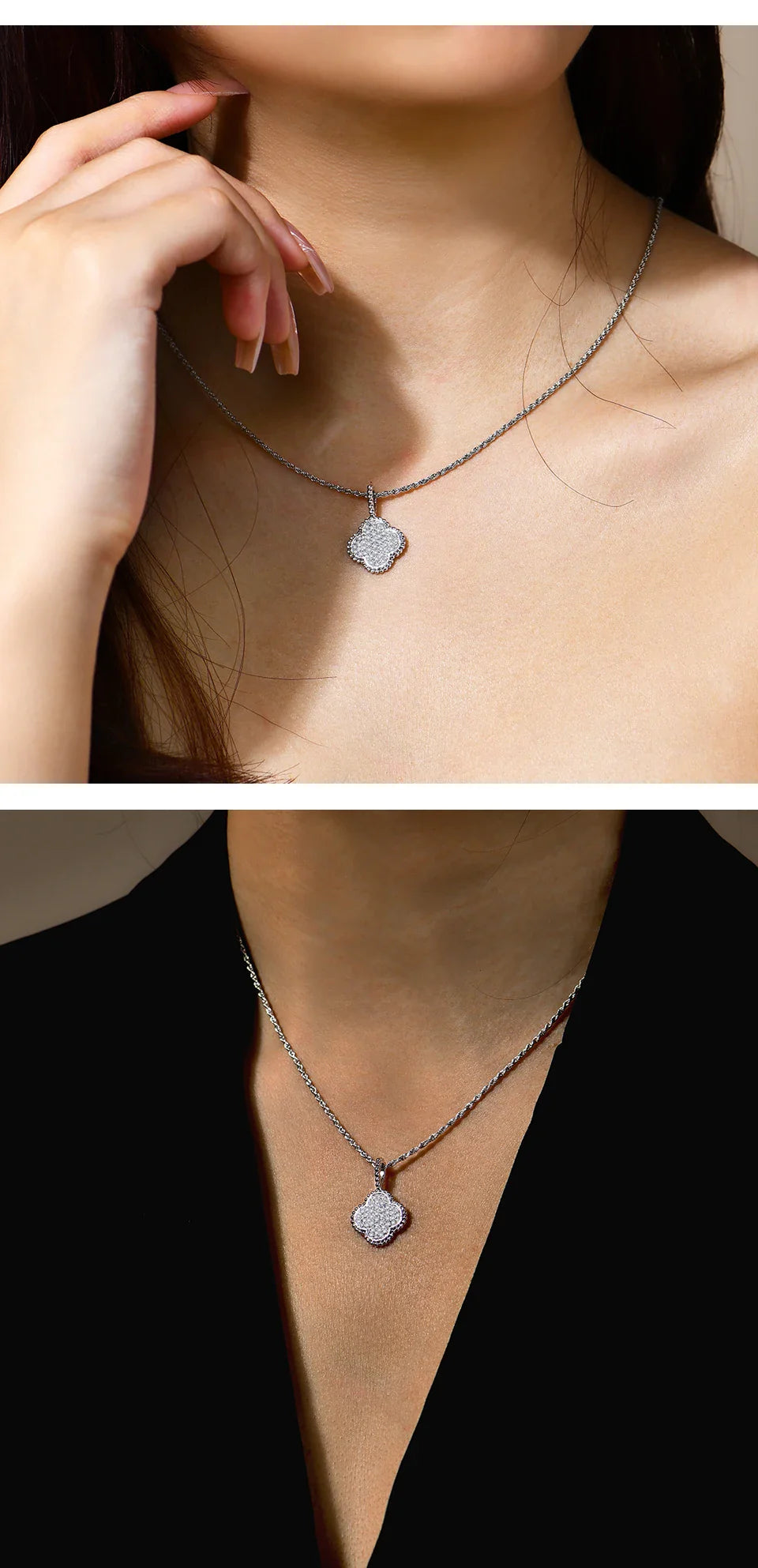 Full Round Moissanite Necklace for Women D Color S925 Sterling Silver Sparkling Pendent Engagement Wedding Party Gift