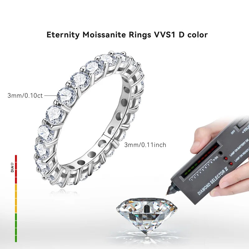 Personalized Moissanite Full Eternity Bands 925 Sterling Silver Ring For Women Girl Fine Jewelry 5mm 3mm D Moissanite Ring