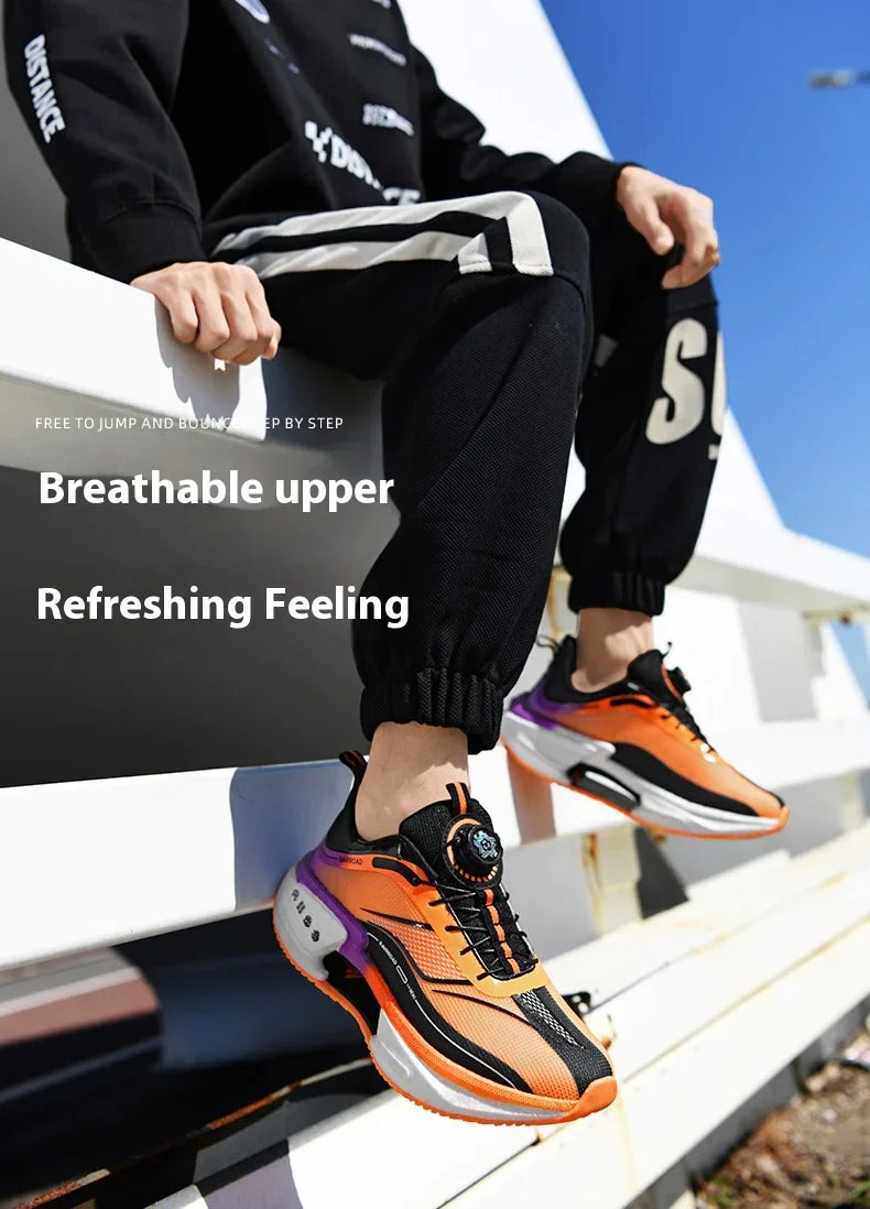 Family carbon plate running shoes for Boys Big Boys Student rotating button Technology TPU+ Popcorn high pop sneakers for girls