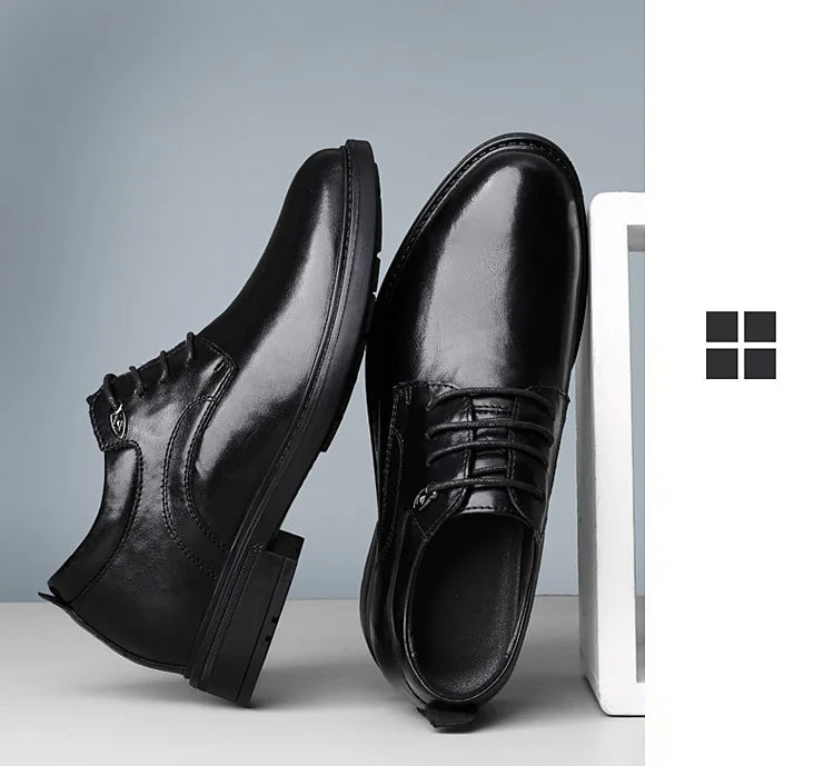 Leather Casual Elevator Shoes for Men 10cm Invisible Height Increase Casual Sneakers Business Formal Shoes