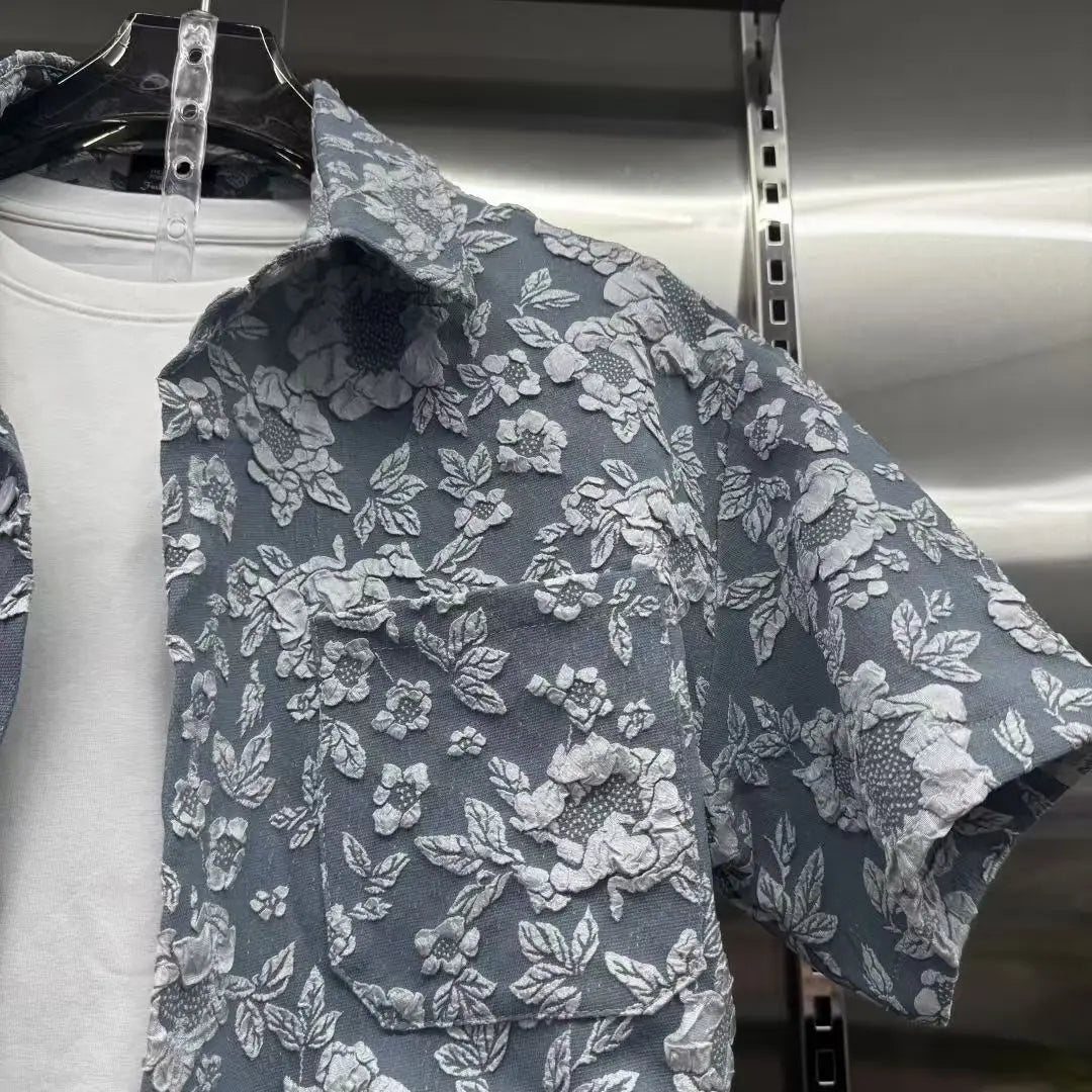 Summer Shirts+Pants Men Sets New Men Casual Print Shirt Two Piece Mens Sportswear Jogger Tracksuits Fashion Suit