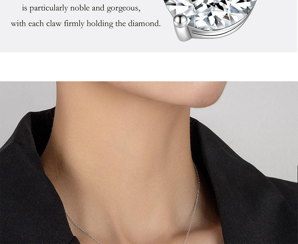1-3CT Moissanite Necklace for Women S925 Pure Silver Laboratory Diamond Pendant Classic Fashion Jewelry Party Gift