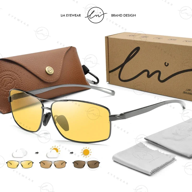 Classic Photochromic Sunglasses Polarized Man Day Night Vison Glasses Woman Chameleon Lens For Driving Goggles Male