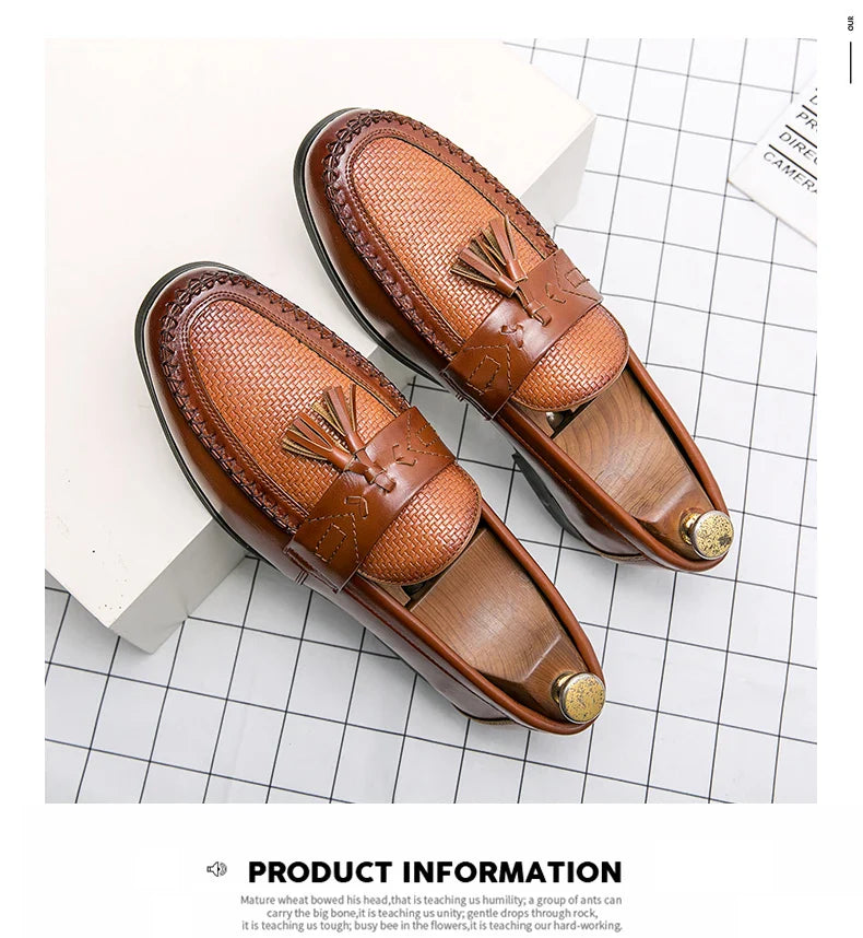 Men's Dress Shoes High Quality Brogues Casual Business Leather Shoes Social Party Leather Loafers Male Tassel Wedding Shoes