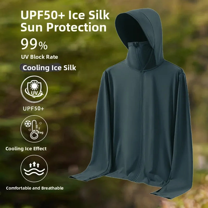 UV Protection Ice Silk Cool Feeling Sun Protection Clothing Lightweight Breathable Fishing Jacket Outdoor Sports Shirt