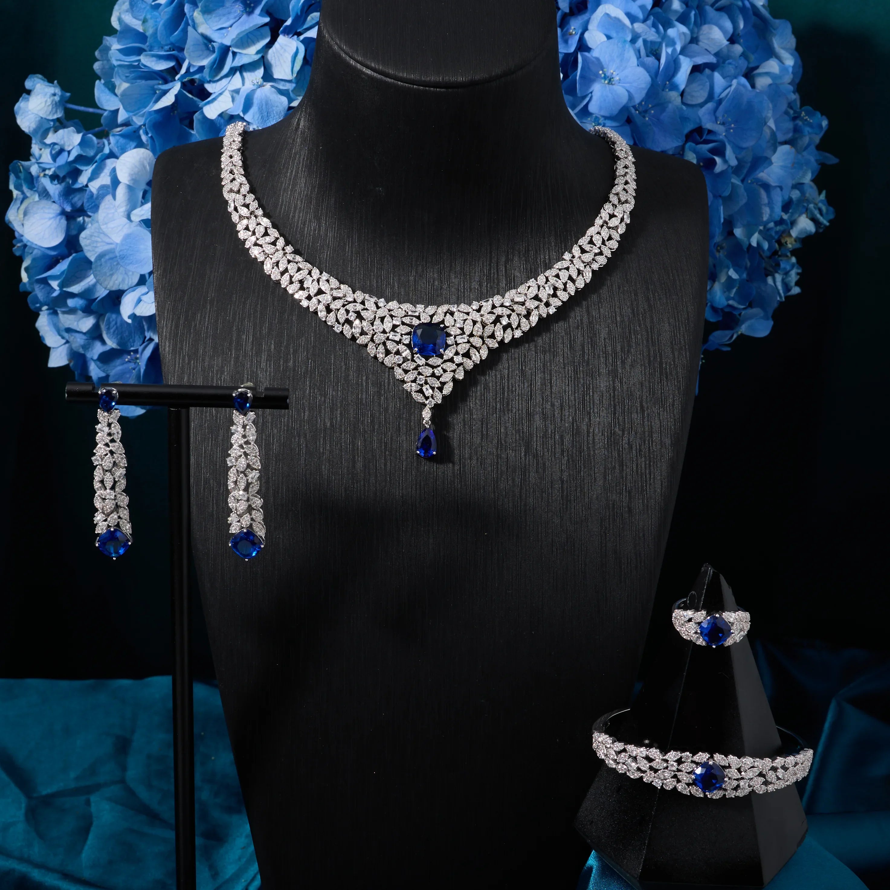 Women Necklace Sets Cubic Zirconia Bridal Jewelry DuBai Saudi Wedding Engagement Party Festival Jewel Accessory