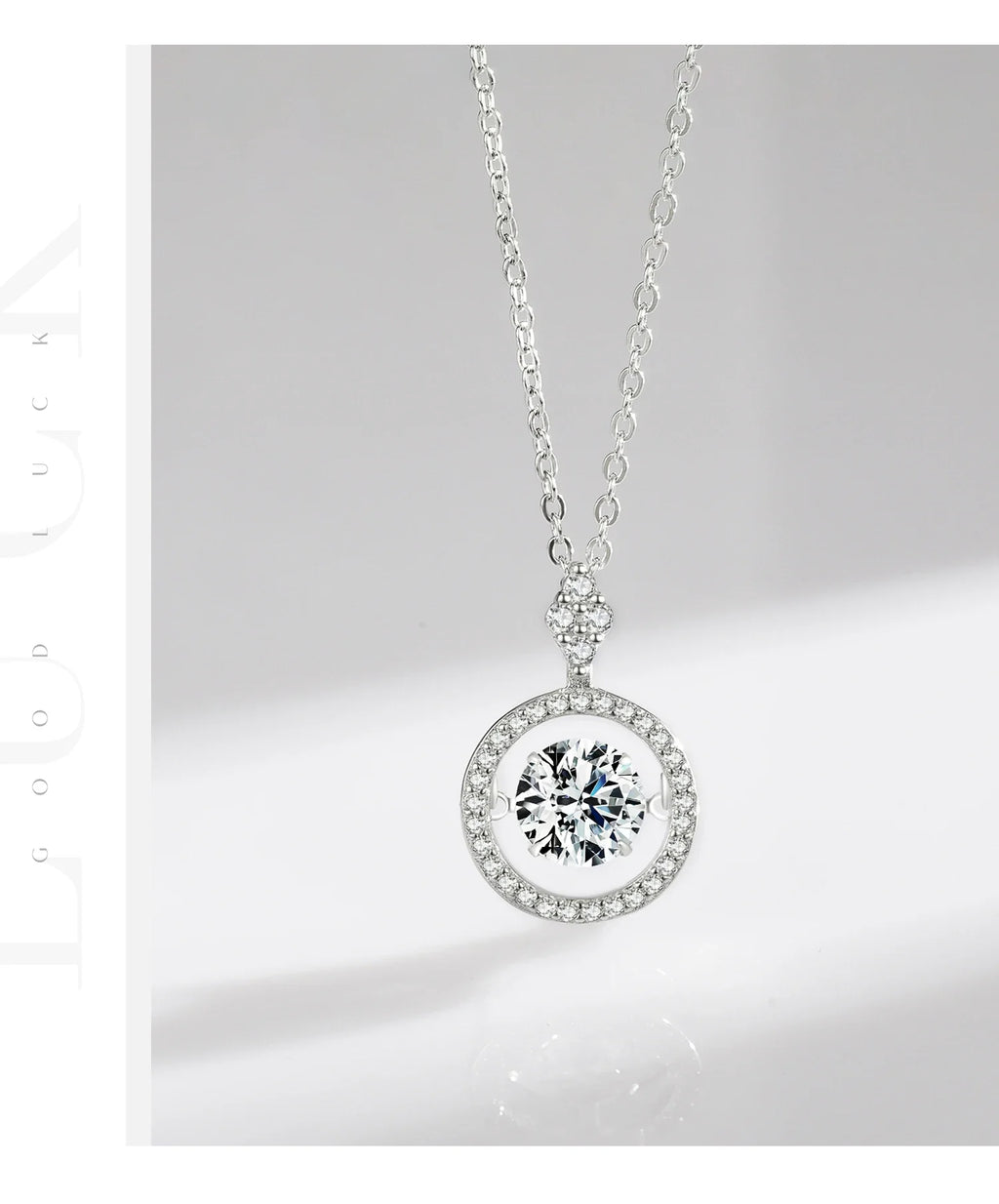 925 Sterling Silver Sparkling Luxury Pendant Necklace Link Chain Movable Zirconia Wedding Engagement Jewelry For Women