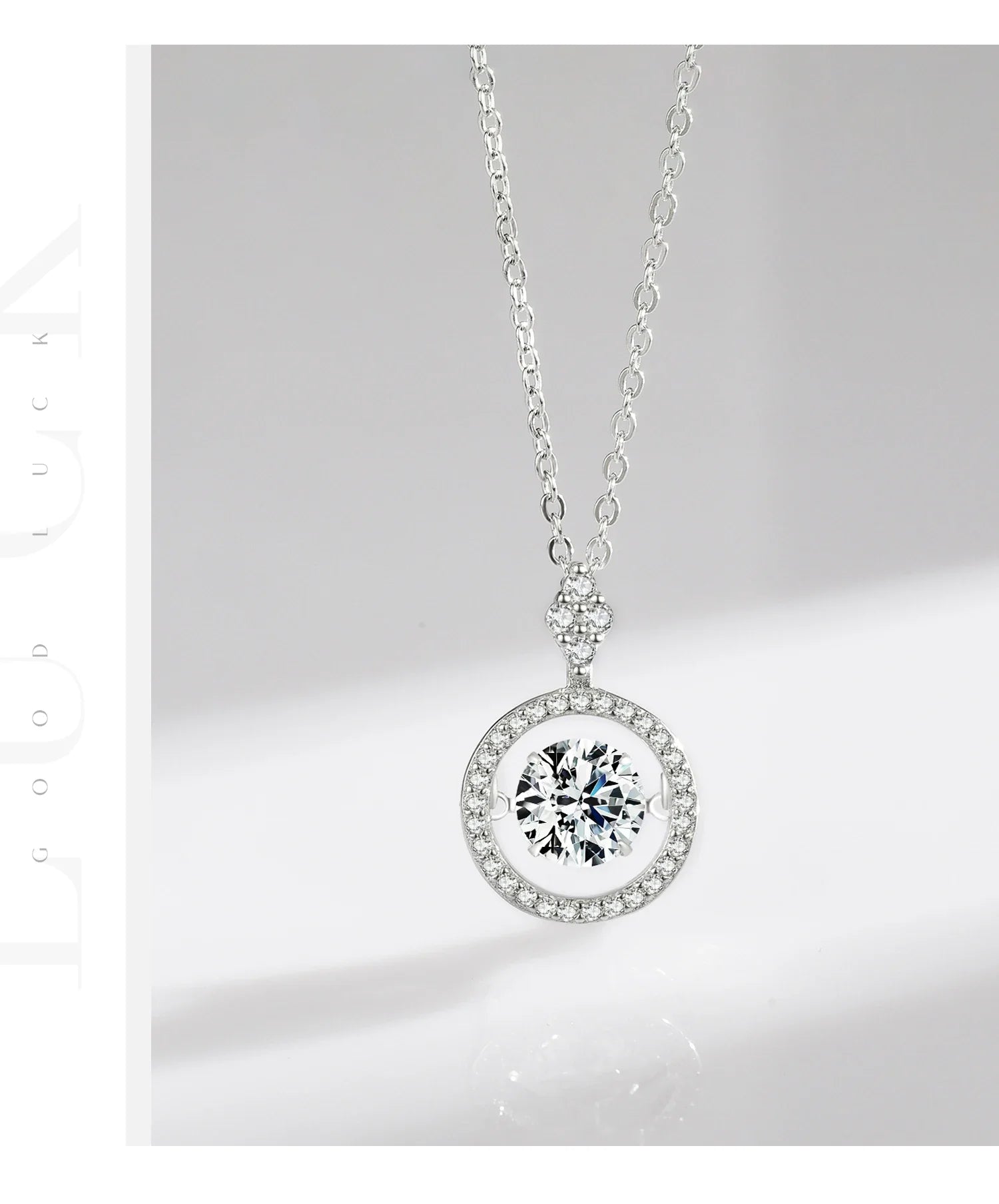 925 Sterling Silver Sparkling Luxury Pendant Necklace Link Chain Movable Zirconia Wedding Engagement Jewelry For Women