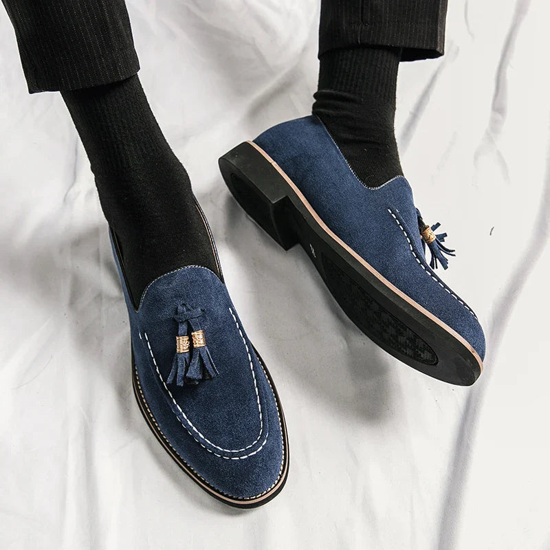 Korean Version Tassel Loafers Men Large Size 37-47 Green  Suede Leather Shoes For Men Fashion Flat Social Shoe Man Driving Shoes