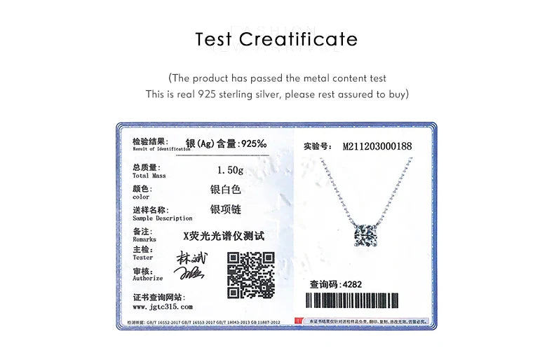 Classic 925 Sterling Silver Round Simple Clear CZ Chain Necklaces Pendant For Women Wedding Engagement Statement Jewelry