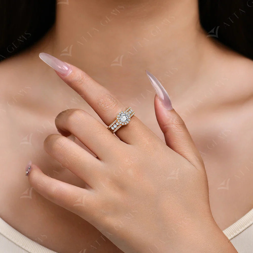 Round Cut 1.0CT Moissanite Ring 6.5mm VVS1 Diamond for Women S925 Silver Engagement Bride Jewelry Gift With Certificate