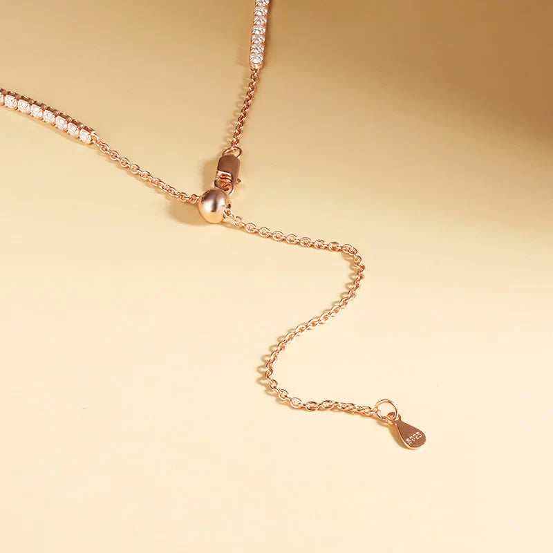 2mm D Color Moissanite Tennis Choker Necklace For Women S925 Silver 18K Gold Plated Adjustable Necklaces Chain Wedding Jewelry