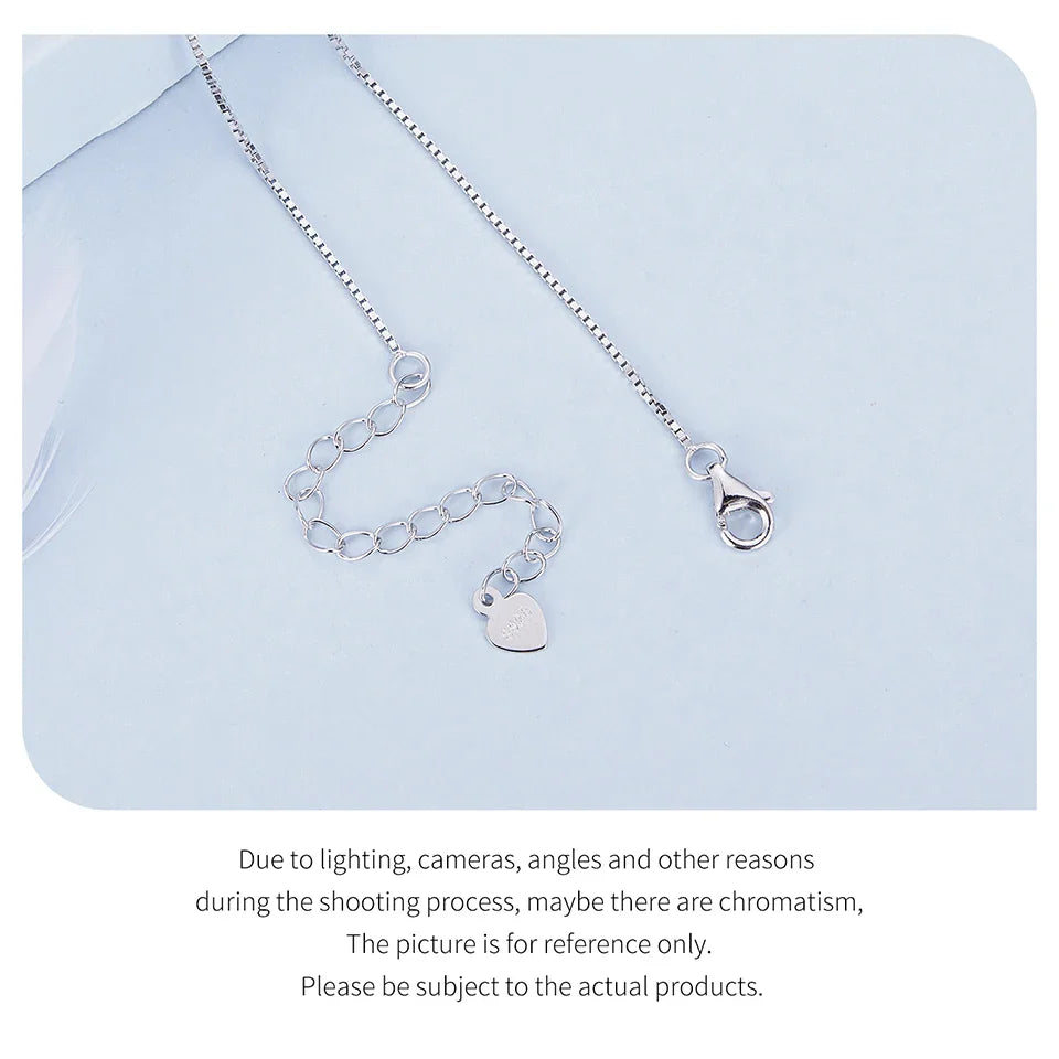 925 Sterling Silver Pink Flower Pendant Necklace Little Star Neck Chain Pave Setting CZ for Women Valentine's Day Gift