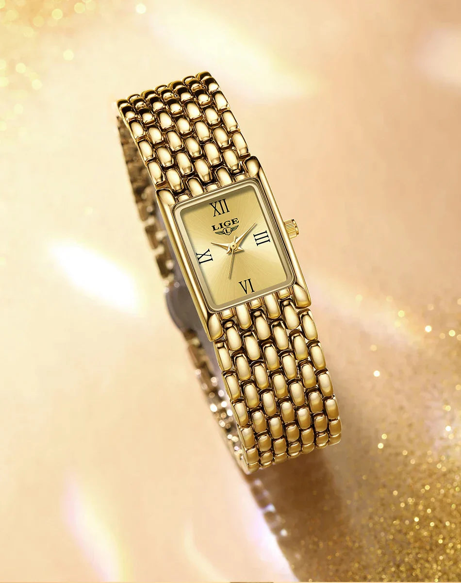 2025 New Gold Women's Watch Luxury Quartz Watch Stainless Steel Bracelet Retro Fashion 30M Waterproof Watch for Women reloj