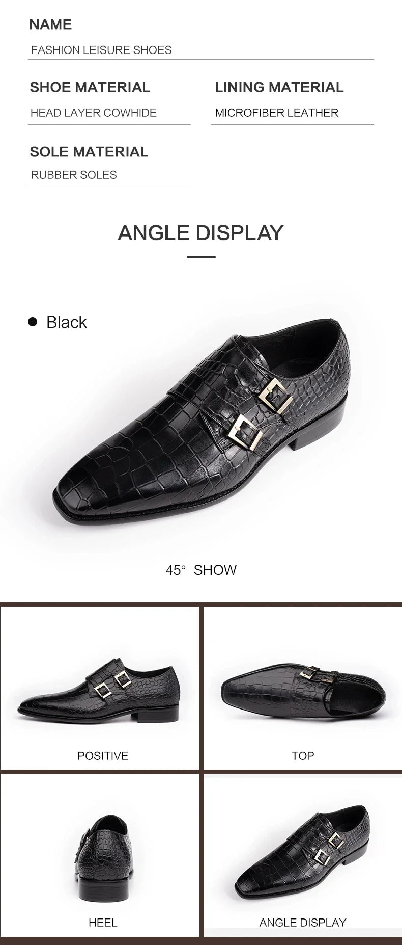 Men's Genuine Leather Dress Loafers Handmade Double Buckle Monk Slip-On Shoes for Party & Formal Wear Fashion& Men's Footwear