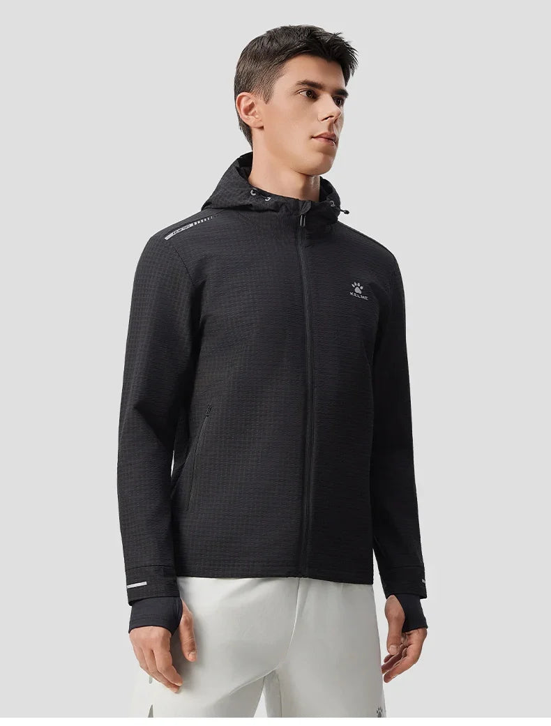 Men's Windproof Thermal Hooded Jacket Outdoor Running Jacket All-around Training Fitness Cardigan