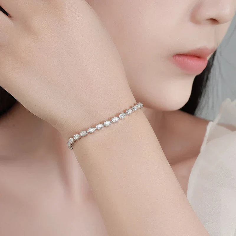 Full Asscher Cut 3x3mm 0.15CT Bezel Type Moissanite Tennis Bracelet for Women Men Party 925 Silver GRA Certified Bracelets