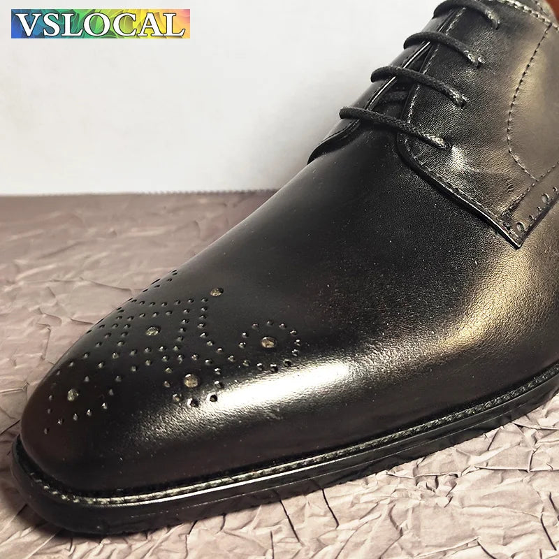 Classic Men Oxford Shoes Black Brown Lace Up Formal Mens Dress Shoes Wedding Business Office Real Leather Shoes For Men