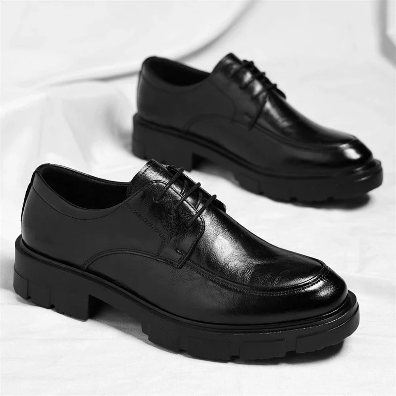 Men Dress Elevator Shoes Platform Breathable Lift Casual Business Luxury Genuine Leather Heightening Shoes5/8/10CM Taller Male
