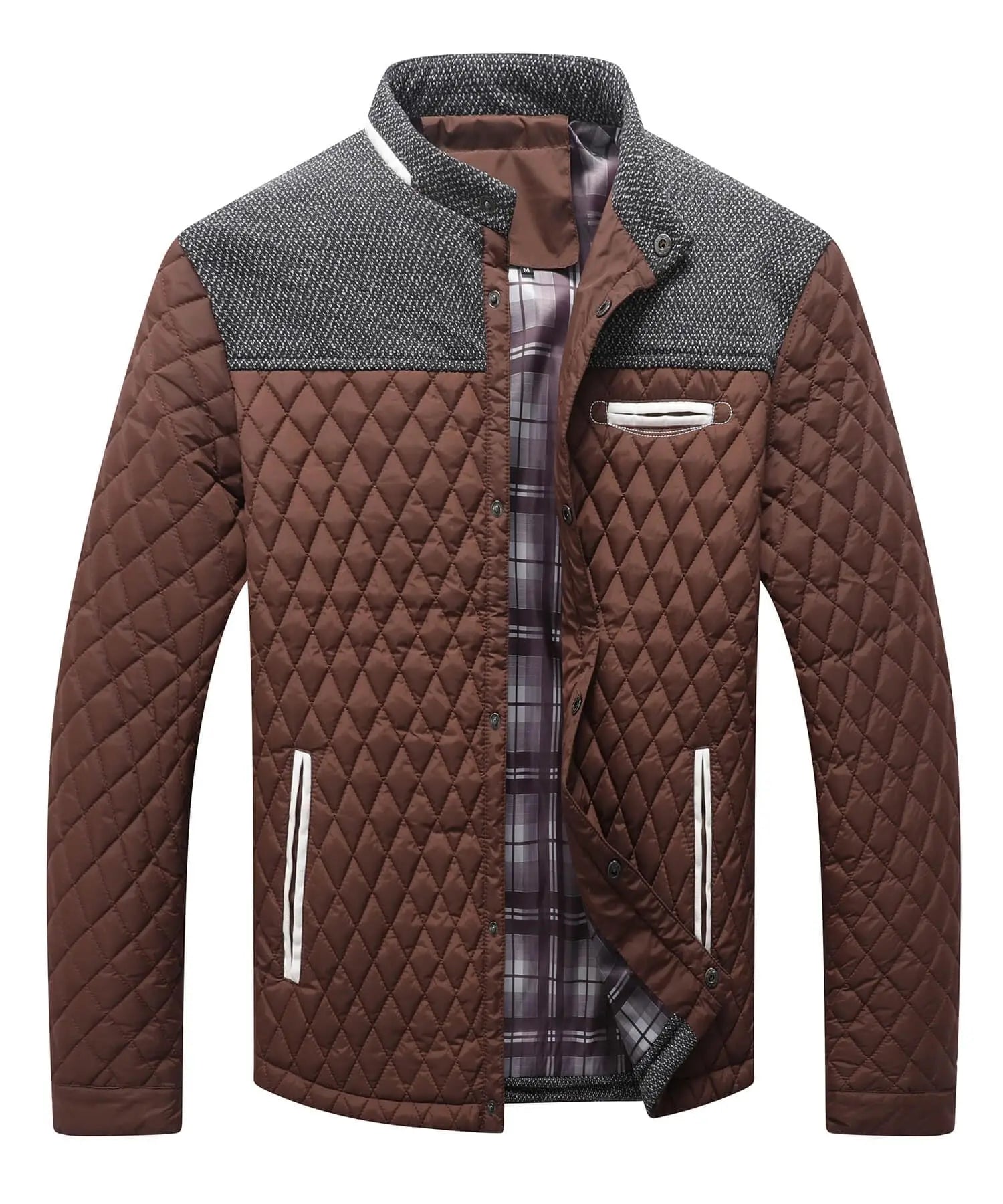 Men's Jackets Casual Bomber Coat Diamond Quilted Puffer Down Lightweight Casual Button Down High Quality Overshirt Us Size