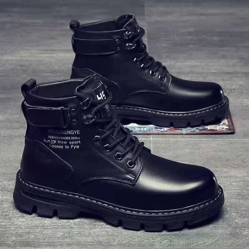 Men's Boots High Top Casual Lace Up Flat Bottomed Boots