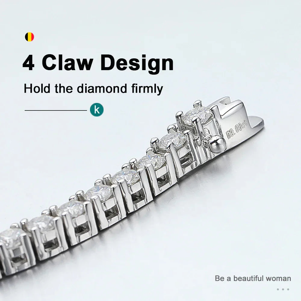 2mm D Color Moissanite Tennis Bracelets for Woman Man Sparkling Diamonds with GRA s925 Sterling Sliver Hip Hop Bracelet