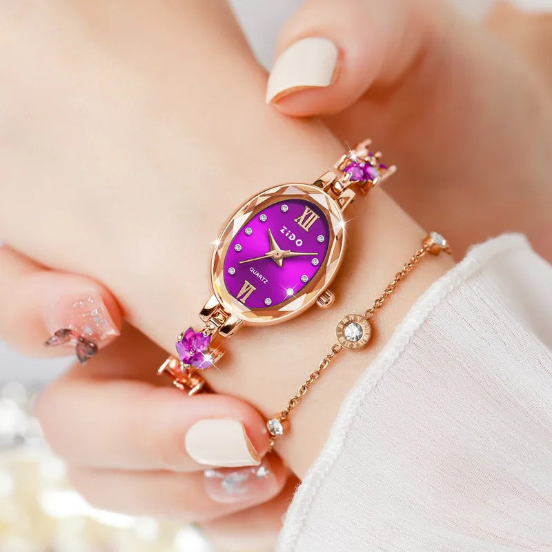 V22 Women's Watches Light Luxury Diamond Inlaid Female Watch Waterproof Oval Ladies Fashion Quartz Bracelet Wristwatch