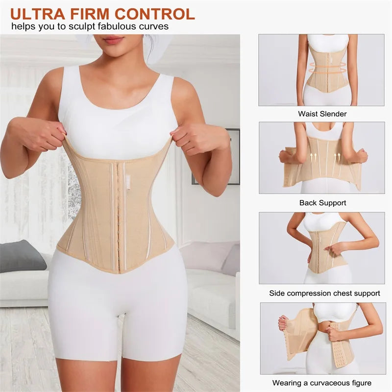 MiiOW U-shaped Waist Trainer Corset Workout Body Shaper Breast Lifted Waist Trainer Soft Steel Bone Slimming Women's Shapewear