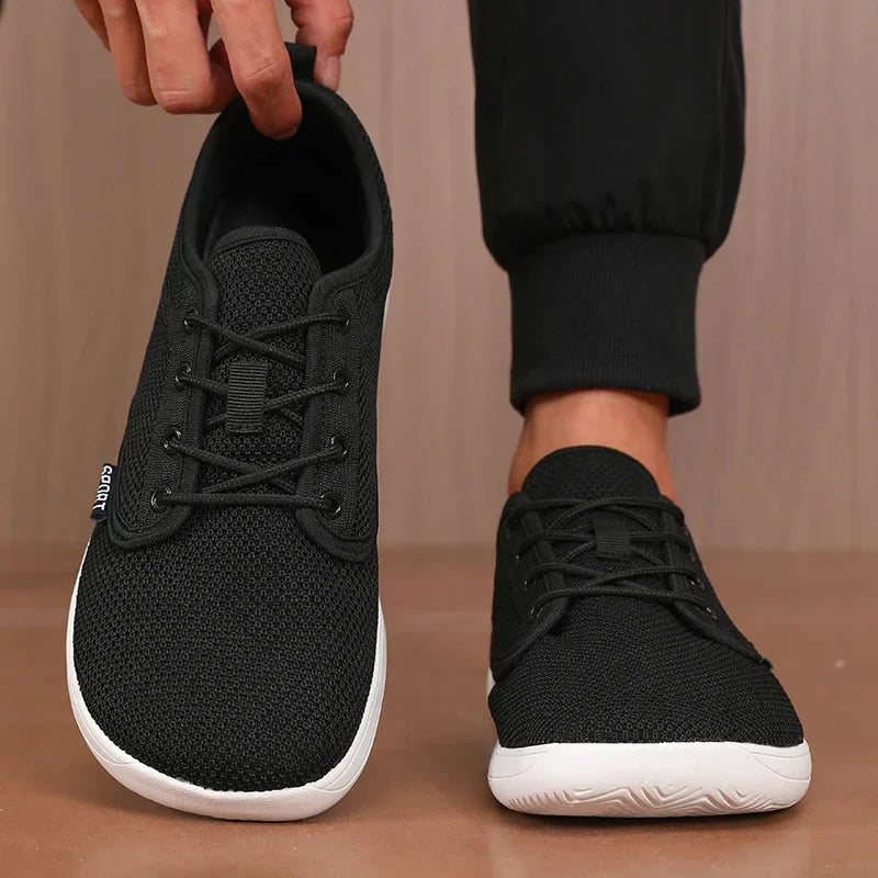 Wide Toe Men Shoes Breathable Knitted Mesh Comfortable Barefoot Shoes Casual Versatile Soft Sole Wide Last Shoes Walking Shoes