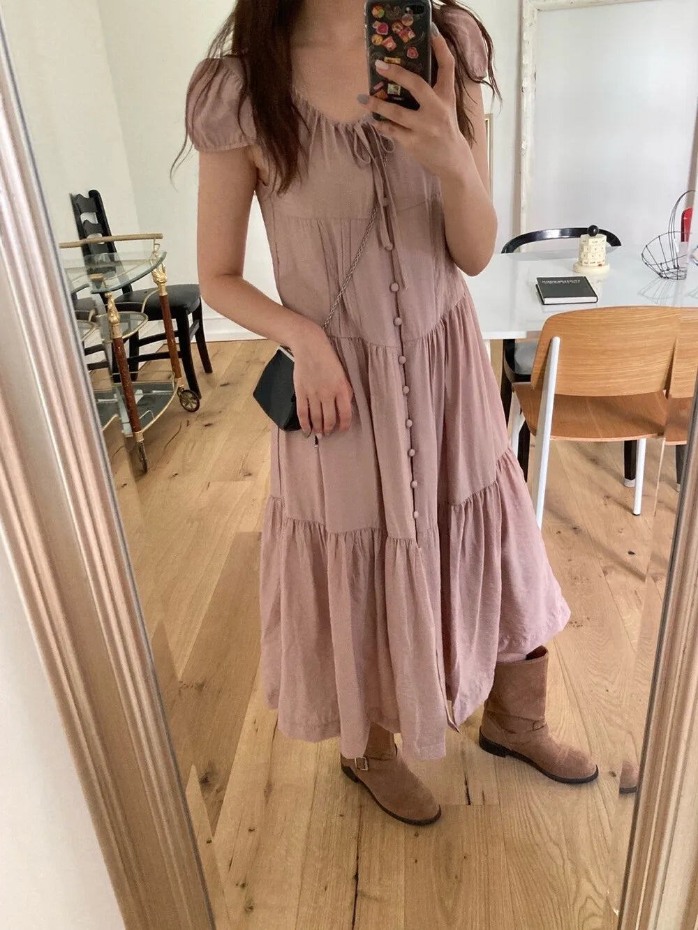 Spring 2025 Chic A-Line Dr Korean Sle Long Svel Women's Faionable Gown Ele Personali Commute Suitable Dr