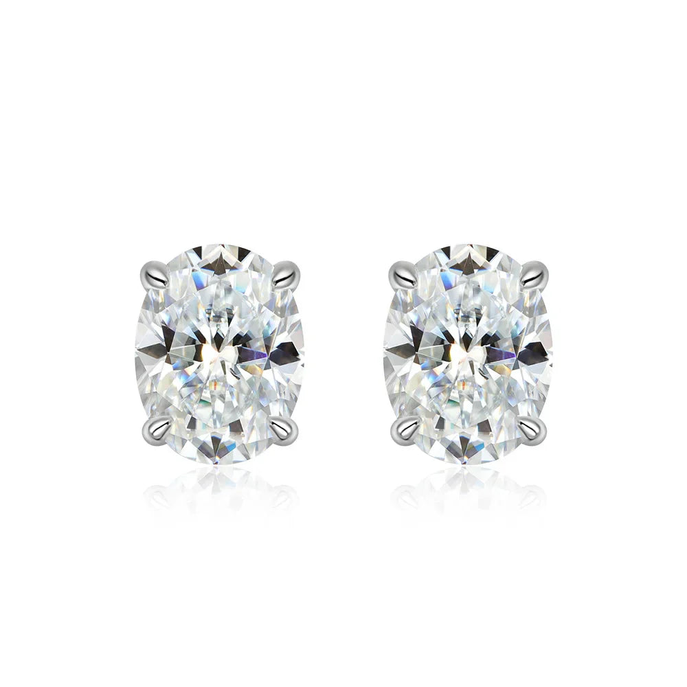 1ct-4ct Oval Moissanite Wedding Earrings For Women S925 Silver Plated 18K Gold Can Pass Diamond Test Party Earrings Gift