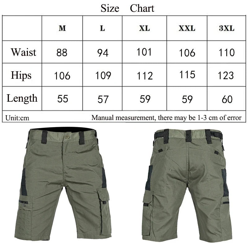 2024 Summer Men's Tactical Casual Shorts Waterproof Cargo Shorts Multi-pocket Quick Dry Wear-resistant Outdoor Training Overalls