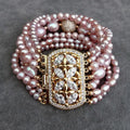 7 strands Potato rice shape Natural FreshWater Pearl Multilayer Charm Bracelet Original Design Jewelry