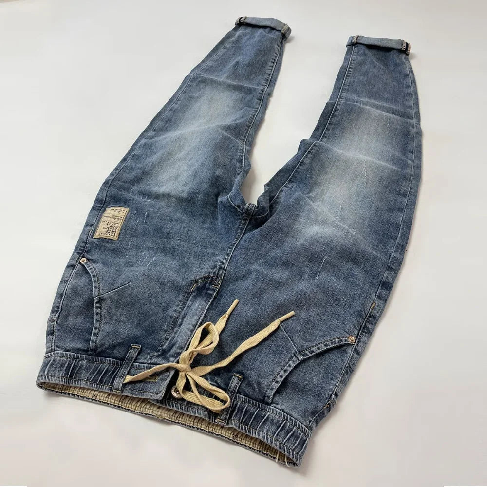 Straight Stretch Denim Men's Business Casual High Waist Jeans