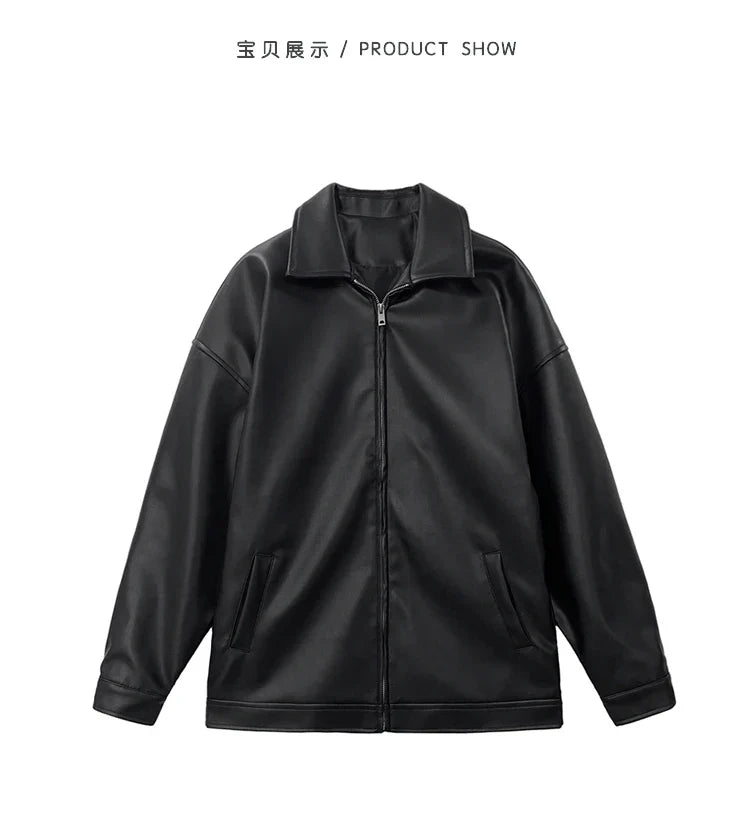 Spring Autumn Cool Luxury Short Black Soft Light Pu Leather Jacket Men Zipper Casual Mens Jackets and Coats Fashion