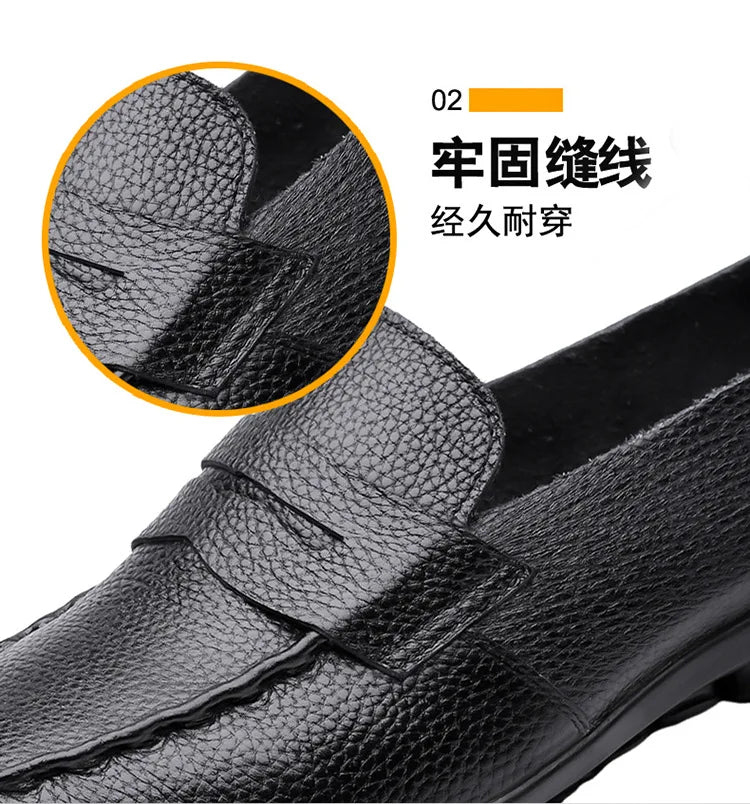 2026 Spring Autumn New Loafers Male Solid Color Fashion Casual Leather Shoes Male Soft Sole Light Driving Shoes Man