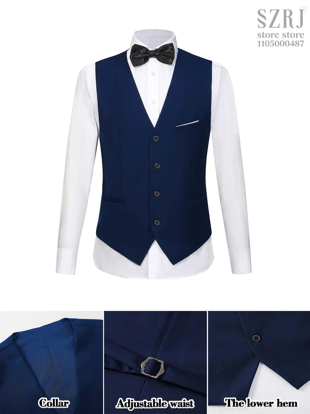 4pcs Men's Tuxedo Set:Classic Lapel Blazer,Vest,Pants&Tie High-Quality,Adjustable Waist.For Parties,Weddings, Proms. Comfy Fit.