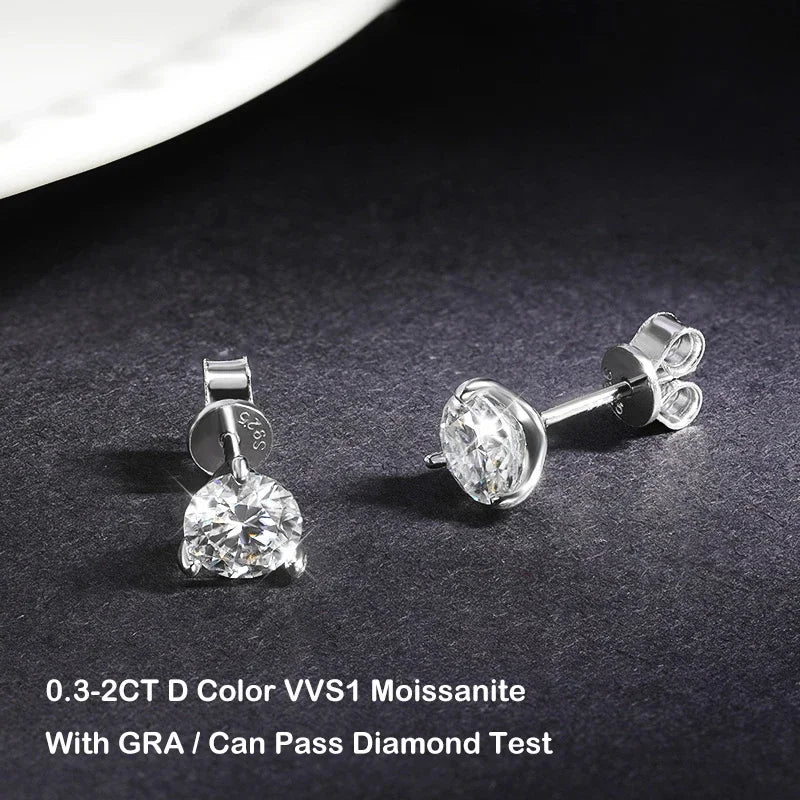 2 in 1 Full 5mm D Color Moissanite Stud Earrings for Women S925 Silver 2cttw All Diamond Earring Pierced Ear Fine Jewelry