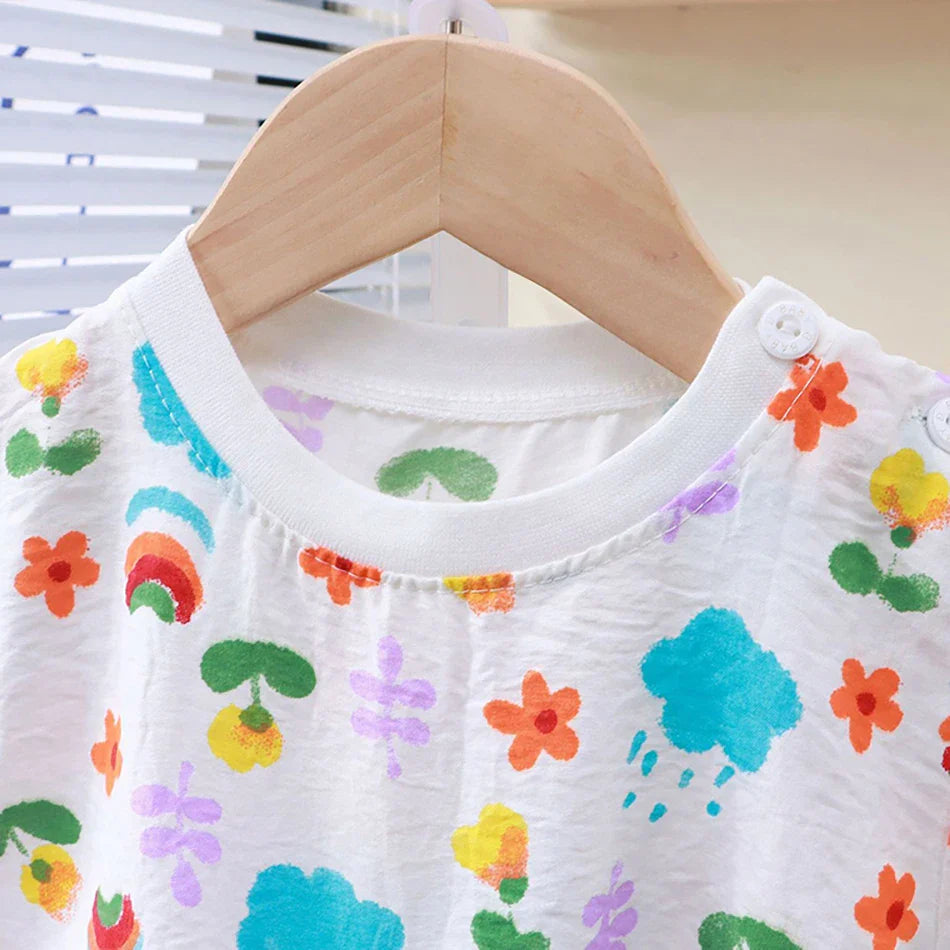 Soft Kids 2-Piece Set Breathable Short Sleeve Shorts