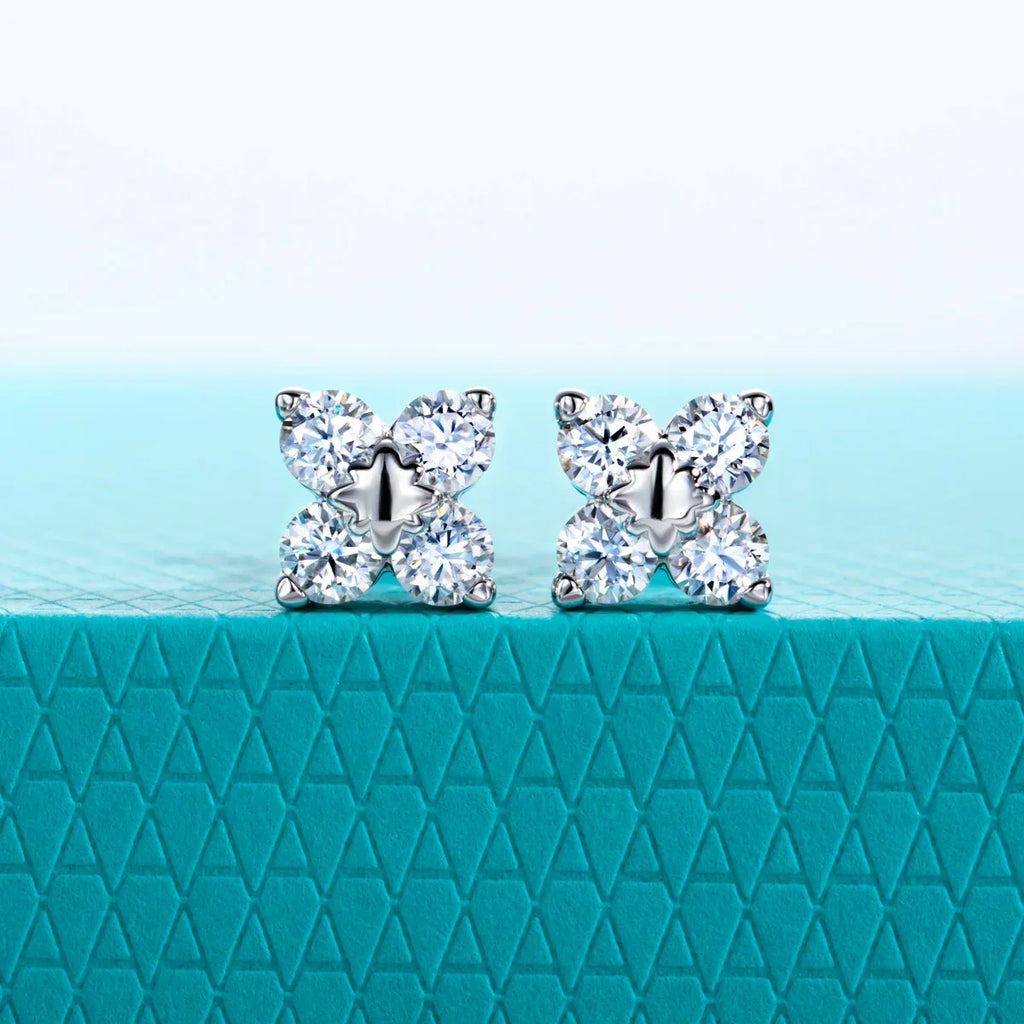 0.8cttw D Color Moissanite Diamond 925 Sterling Silver With Cer Classic Cross Stud Earrings for Woman Jewelry Wholesale