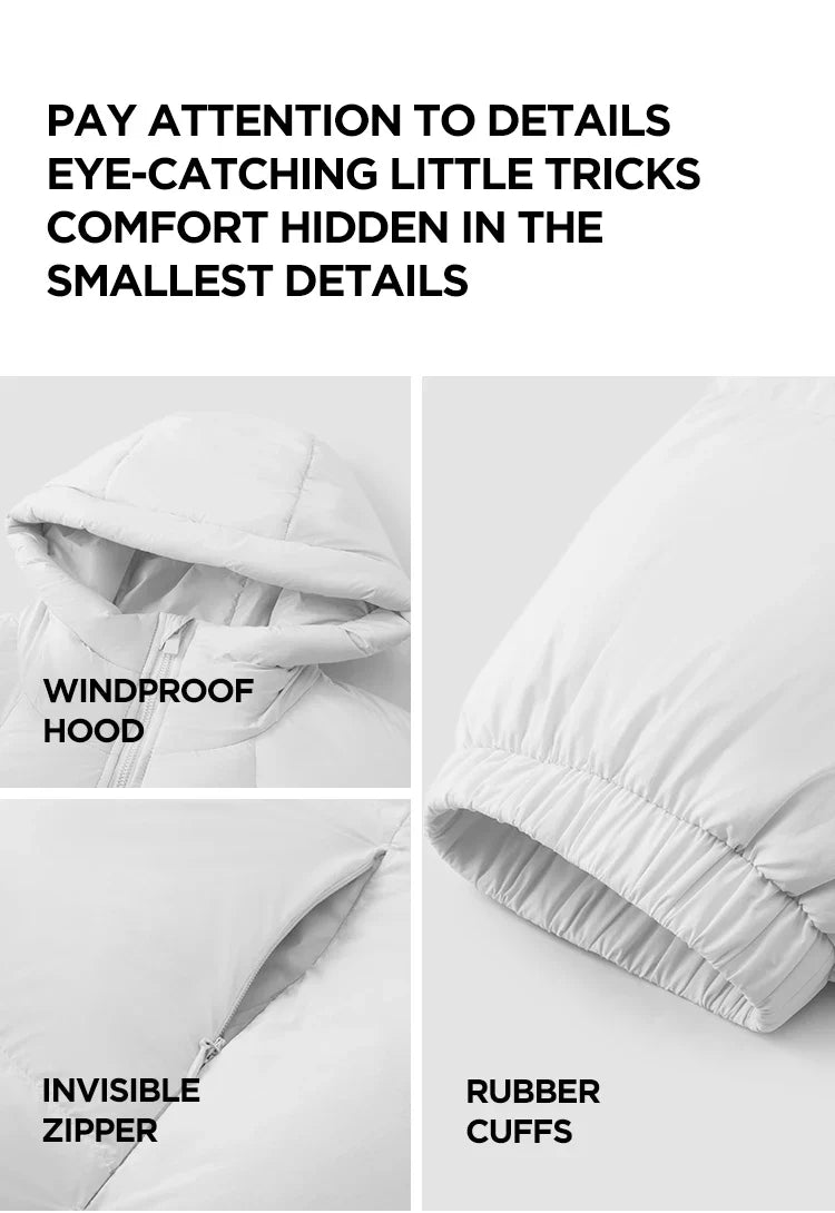 Down Jacket Men 2024 Winter New Thermal Three-Proof Couple Hooded Outerwear Solid Color Versatile Down Jacket