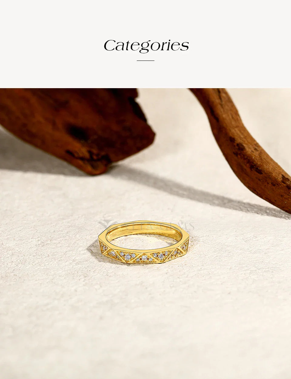 925 Sterling Silver Band Eternity Moissanite Ring Geometric Angular For Women 18kGold Plated Luxury Anniversary Jewelry