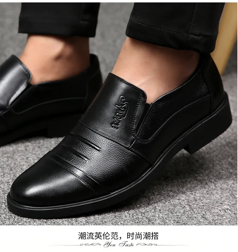 Men's Genuine Cow Leather Shoes Business Casual Shoes With Triple-Stitched Soles For Middle-Aged And Elderly Men 2025