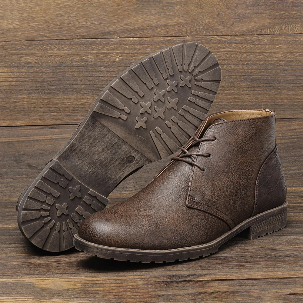 Retro American Style Men Desert Boots Ankle Boots Vintage Casual Leather Boots for Men