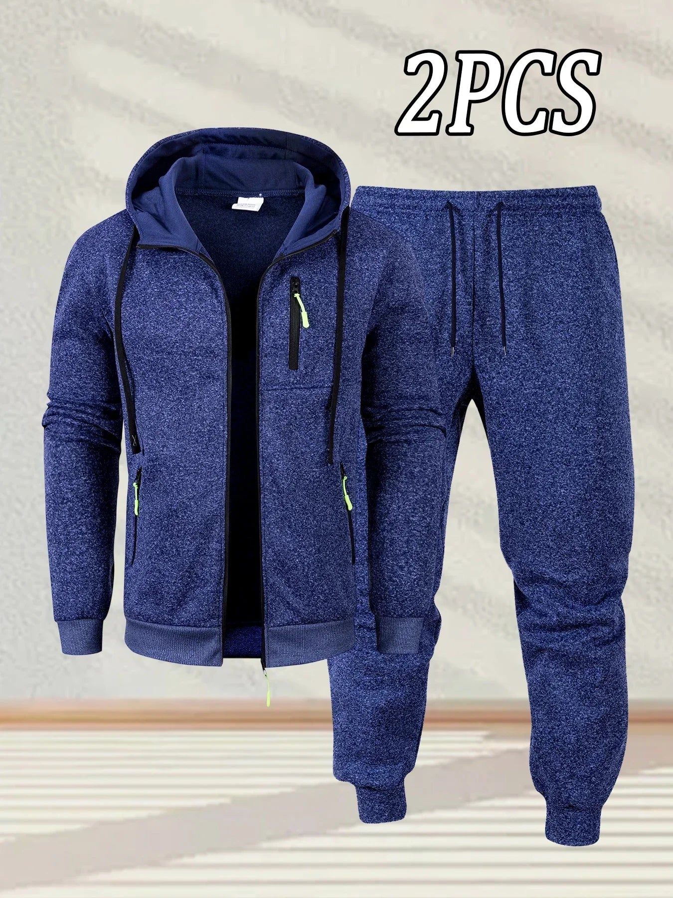 New Men's Casual Sportswear Autumn Solid Color Daily Sweatshirts Sweatpants Jogging Tracksuit Zipper Hooded Jacket and Pants Set