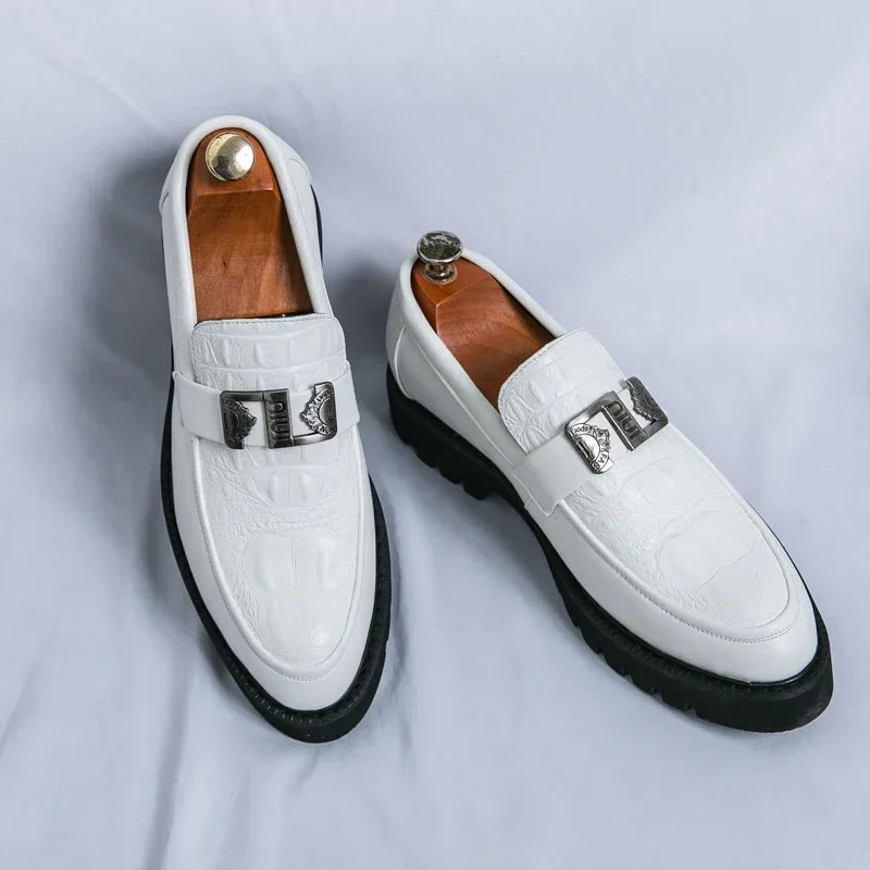 Mens Loafers Party Business Thick Soled Men Leather Shoes Dress Platform Shoes Comfortable Fashion New Casual Shoes for Men